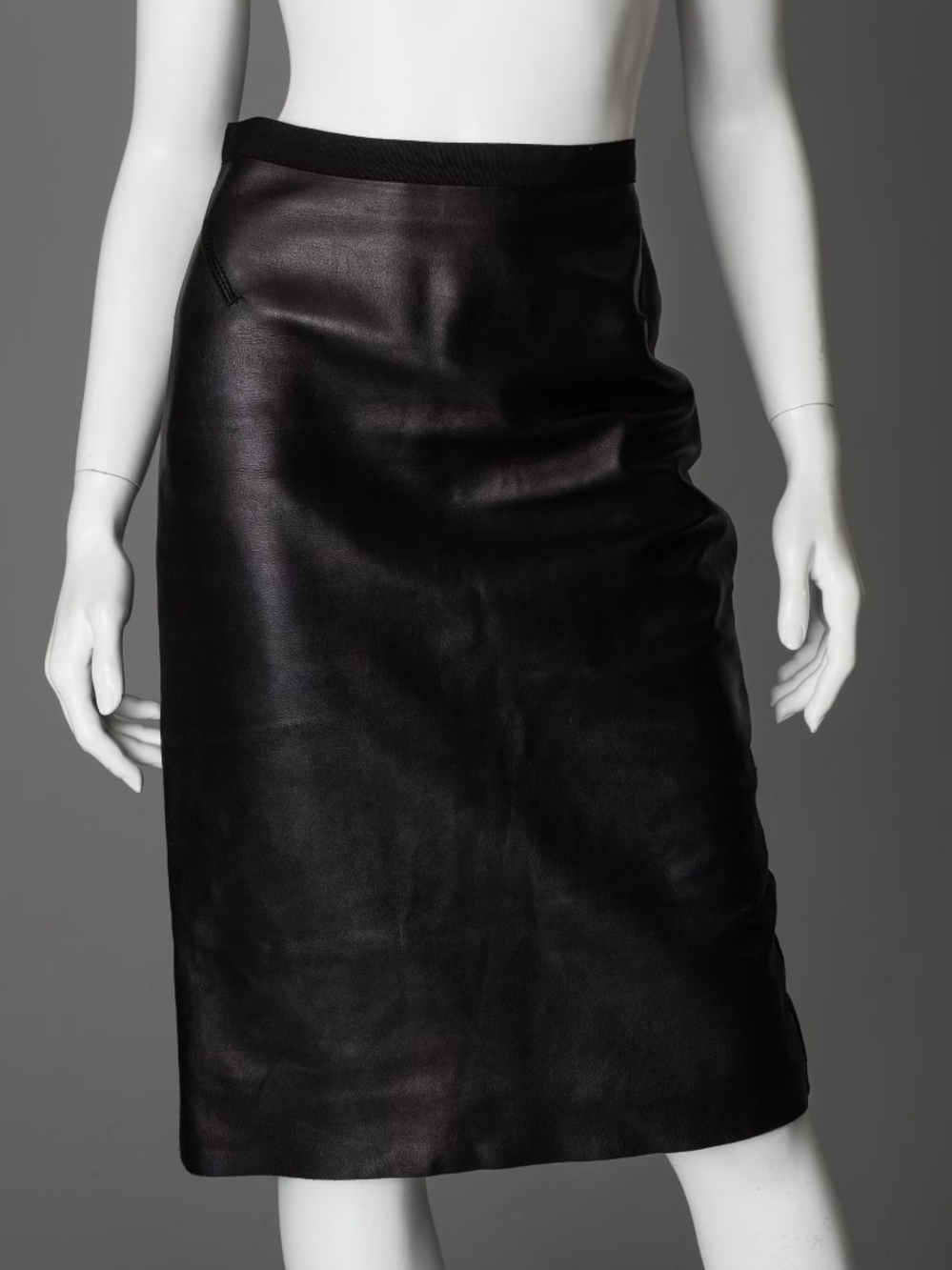 Louis Vuitton Black Leather Pencil Skirt Sm